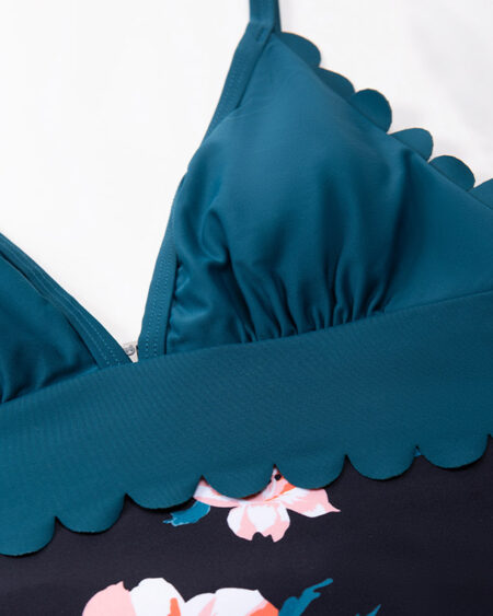 Maillot de Bain Bohème Une Pièce Tropicales Noir - AZALEA