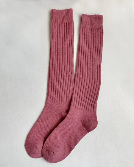 Chaussettes Hautes Femme Roses Côtelées