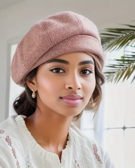 Béret Femme coton Carreaux Beige