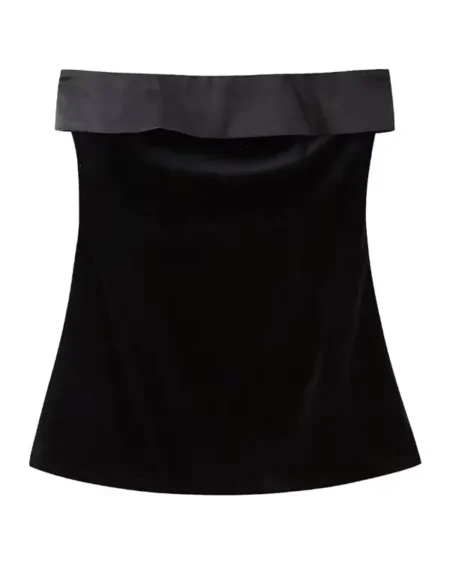 Mini Robe de Soirée Bustier en Velours Noir