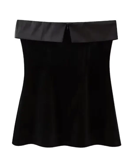 Mini Robe de Soirée Bustier en Velours Noir