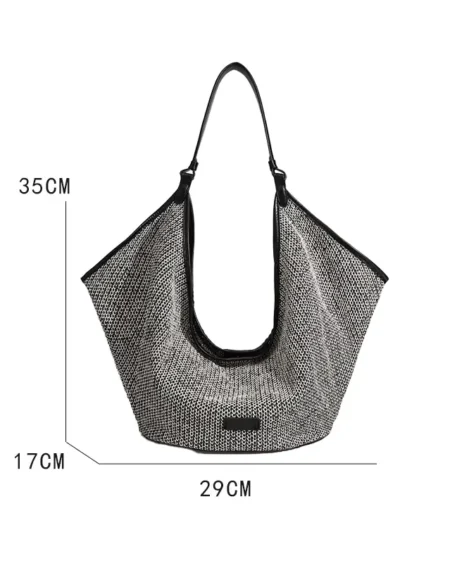 Grand Sac à Main Paille Tissée Noir