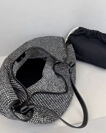Grand Sac à Main Paille Tissée Noir