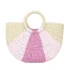 Sac à Main Paille Demi-Lune Rayé Rose