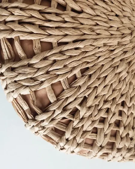 Sac à main Paille Demi-Lune et Poignée Perles en Bois
