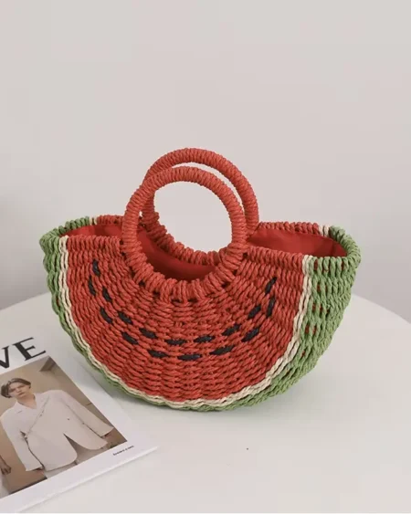 Sac Paille Demi-Lune Pastèque