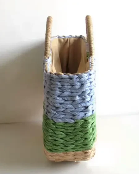 Sac Paille Demi-Lune Raphia Multicolore - Bleu