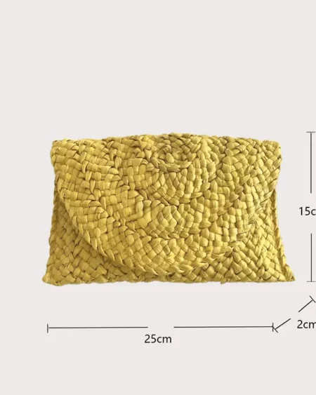 Sac Pochette Paille Tressée Bohème Jaune