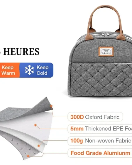 Lunch Bag Femme Matelassé Gris