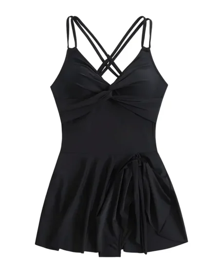 Maillot de Bain Robe Femme Bohème Noir - PEPITA