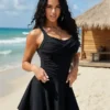 Robe Maillot de Bain Gainant Cache-Cœur Noire - NADIA