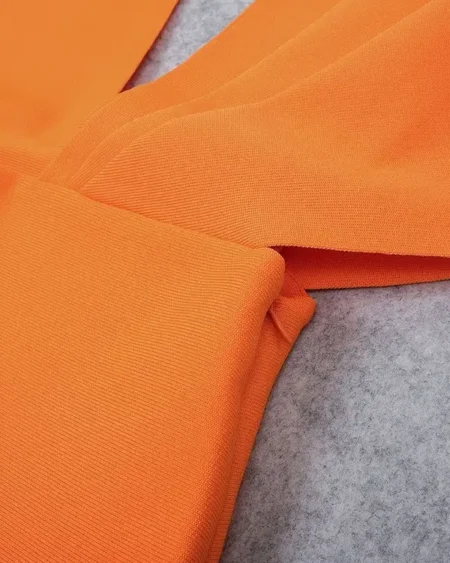 robe bandage cocktail Longue Orange Col V Manche drapée Asymétrique