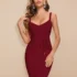 Robe Bandage Cocktail Courte Bordeaux Décolleté Cœur et Ceinture
