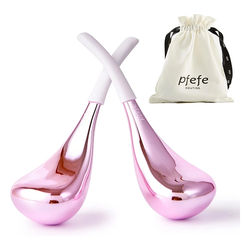 Pfefe Cryo Sticks Ice Globes - Outils de Soins de la Peau du Visage et Des Yeux - Bâtons de Cryo en Acier Inoxydable Pour - Globes de Massage Rafraîchissant Avec étui de Rangement