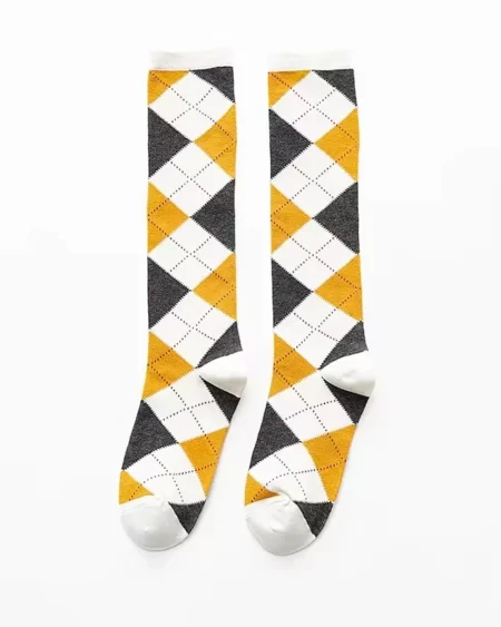 Chaussettes Hautes Argyle Jaunes & Grises