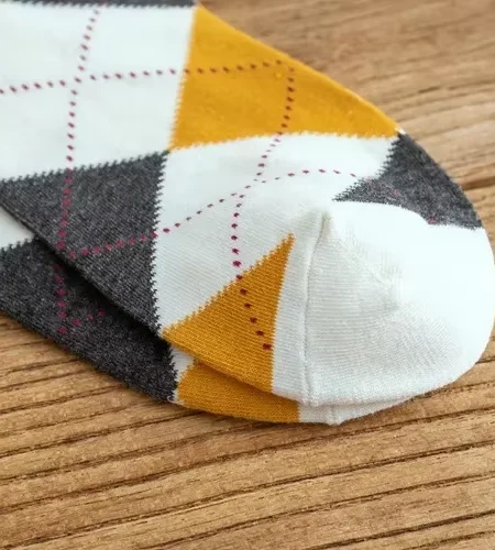 Chaussettes Hautes Argyle Jaunes & Grises