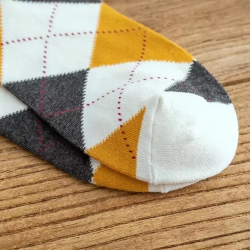 Chaussettes Hautes Argyle Jaunes & Grises