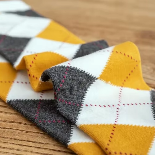 Chaussettes Hautes Argyle Jaunes & Grises