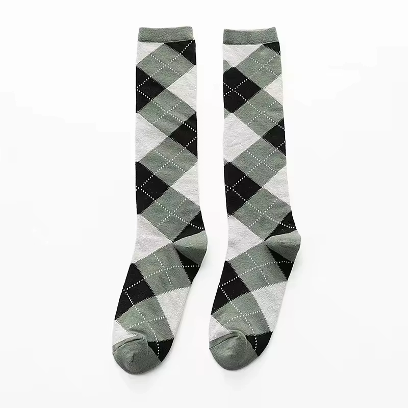 Chaussettes Hautes Argyle Grises & Noires – Image 4