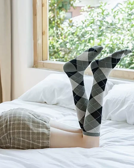 Chaussettes Hautes Argyle Grises & Noires