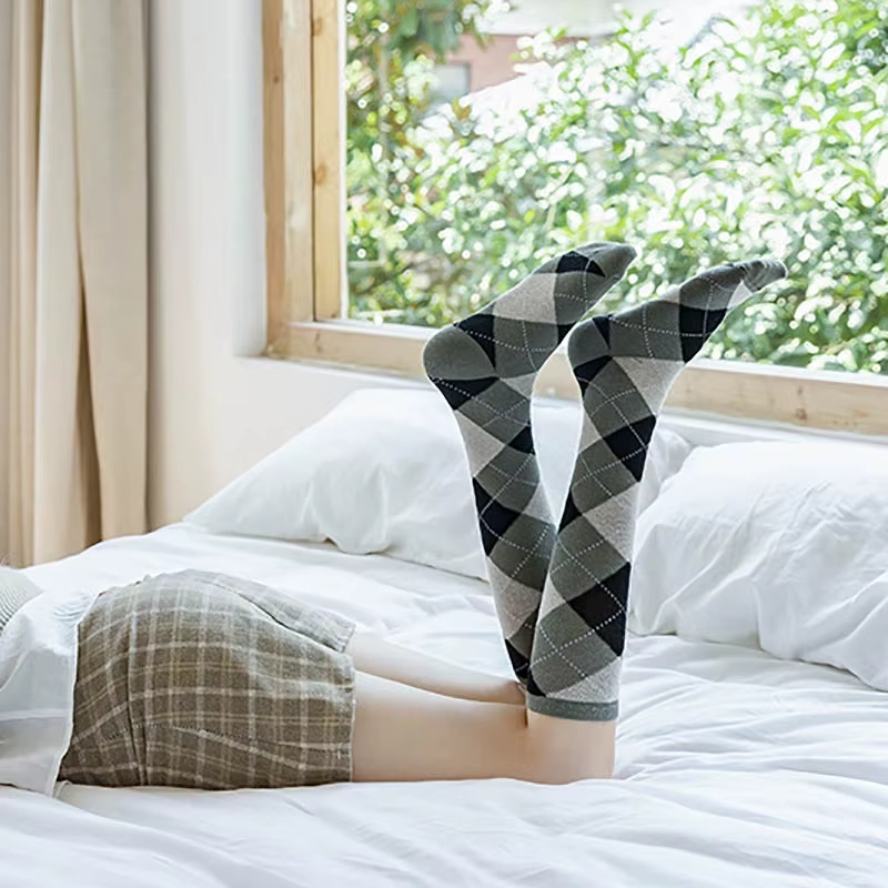 Chaussettes Hautes Argyle Grises & Noires
