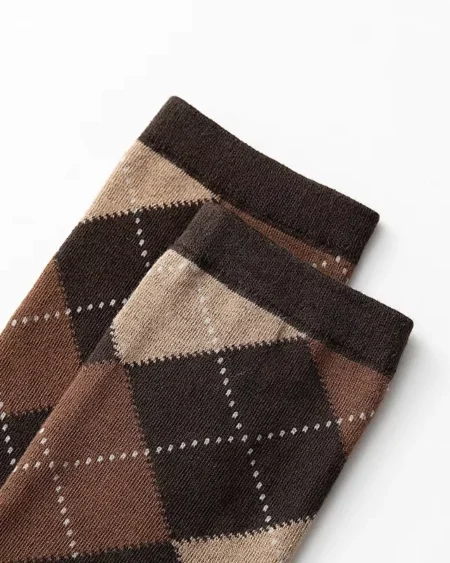 Chaussettes Hautes Argyle Marron