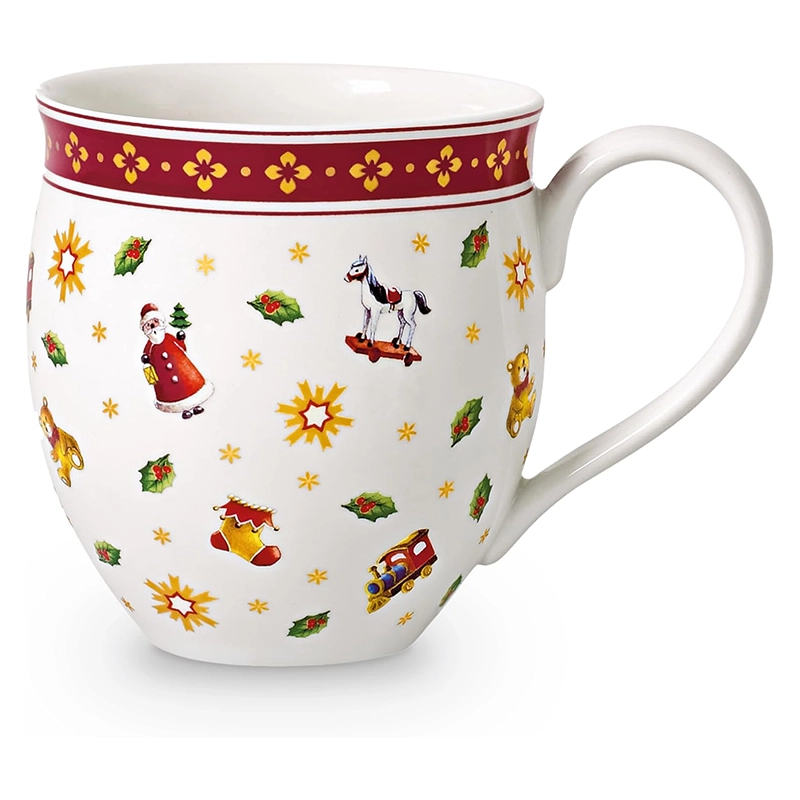 Villeroy & Boch Toy's Delight Mug à café avec motifs, 440 ml, Porcelaine Premium, Blanc/Rouge
