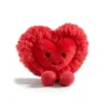 Peluche cœur rouge Amour Câlin style Jellycat, douce, assise, yeux brillants.