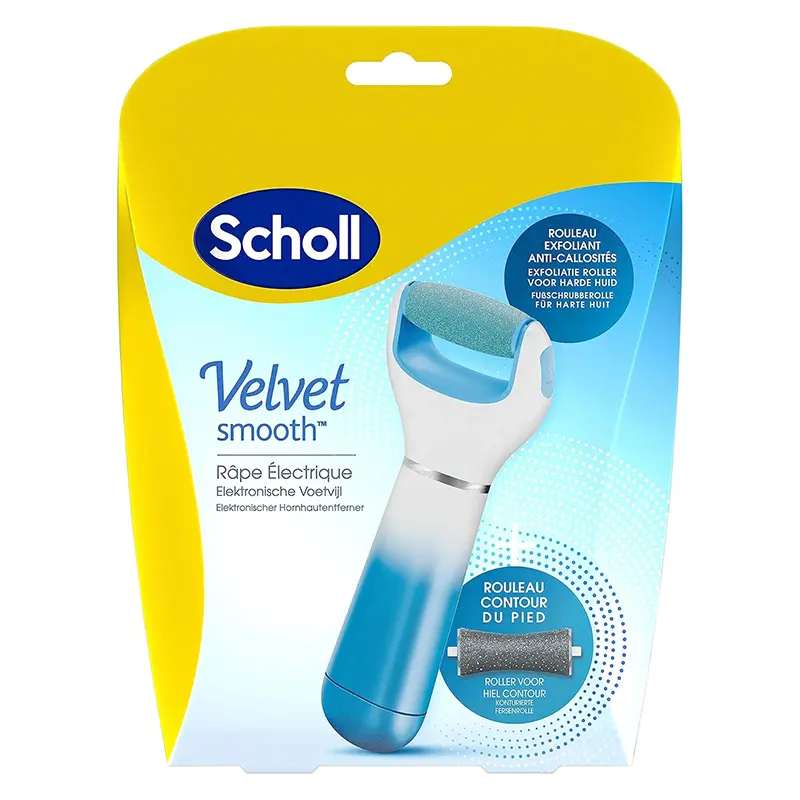 Scholl - Velvet Smooth Express Pedi - Rape électrique Bleue aux cristaux de diamants anti-callosités pour les pieds