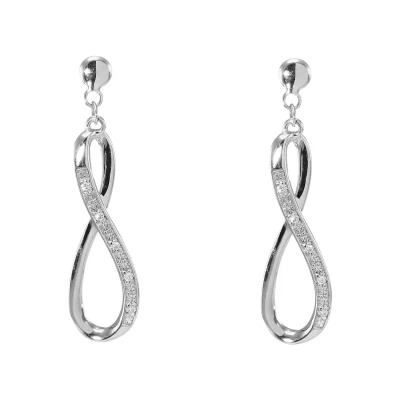 Boucles d'oreilles pendantes Or Blanc 750 signe infini et diamants - vuillermoz