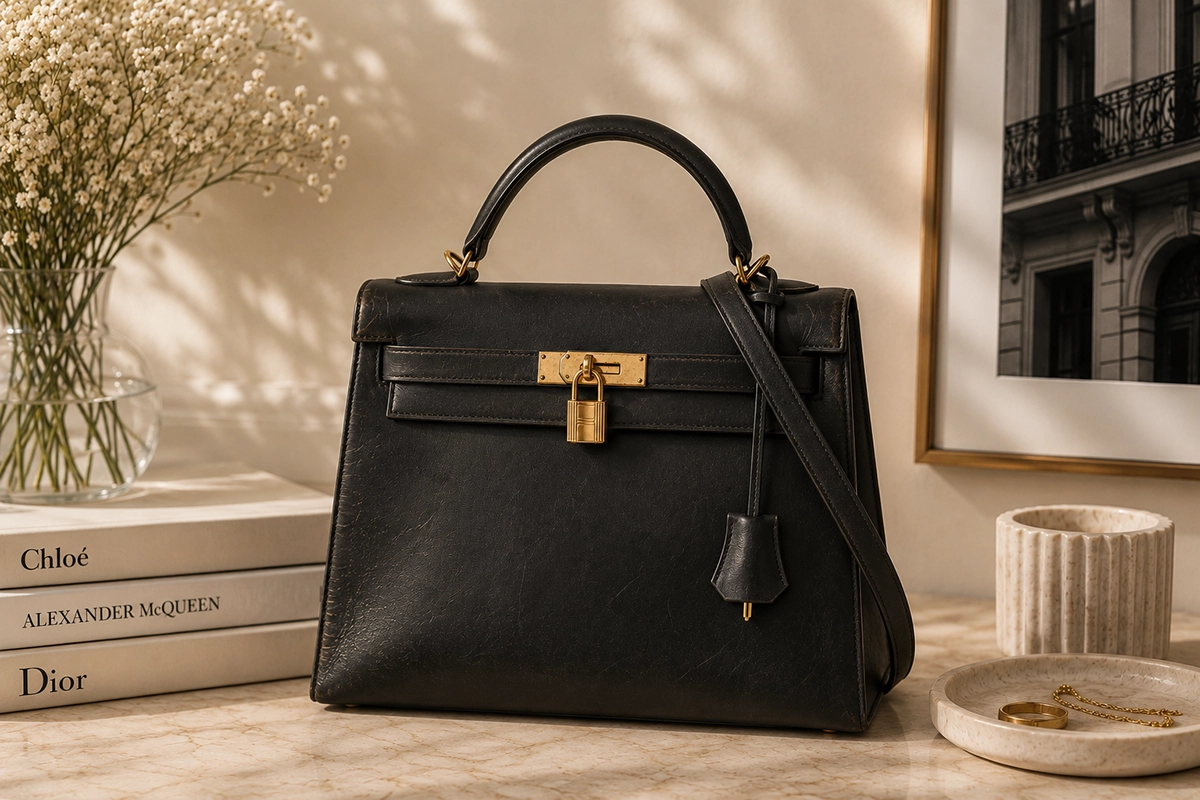 sac kelly hermes noir seconde main
